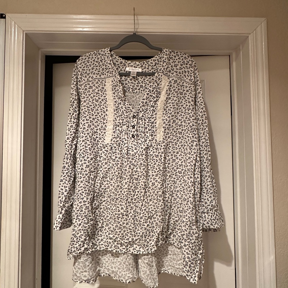 Motherhood White and Black Printed Tunic